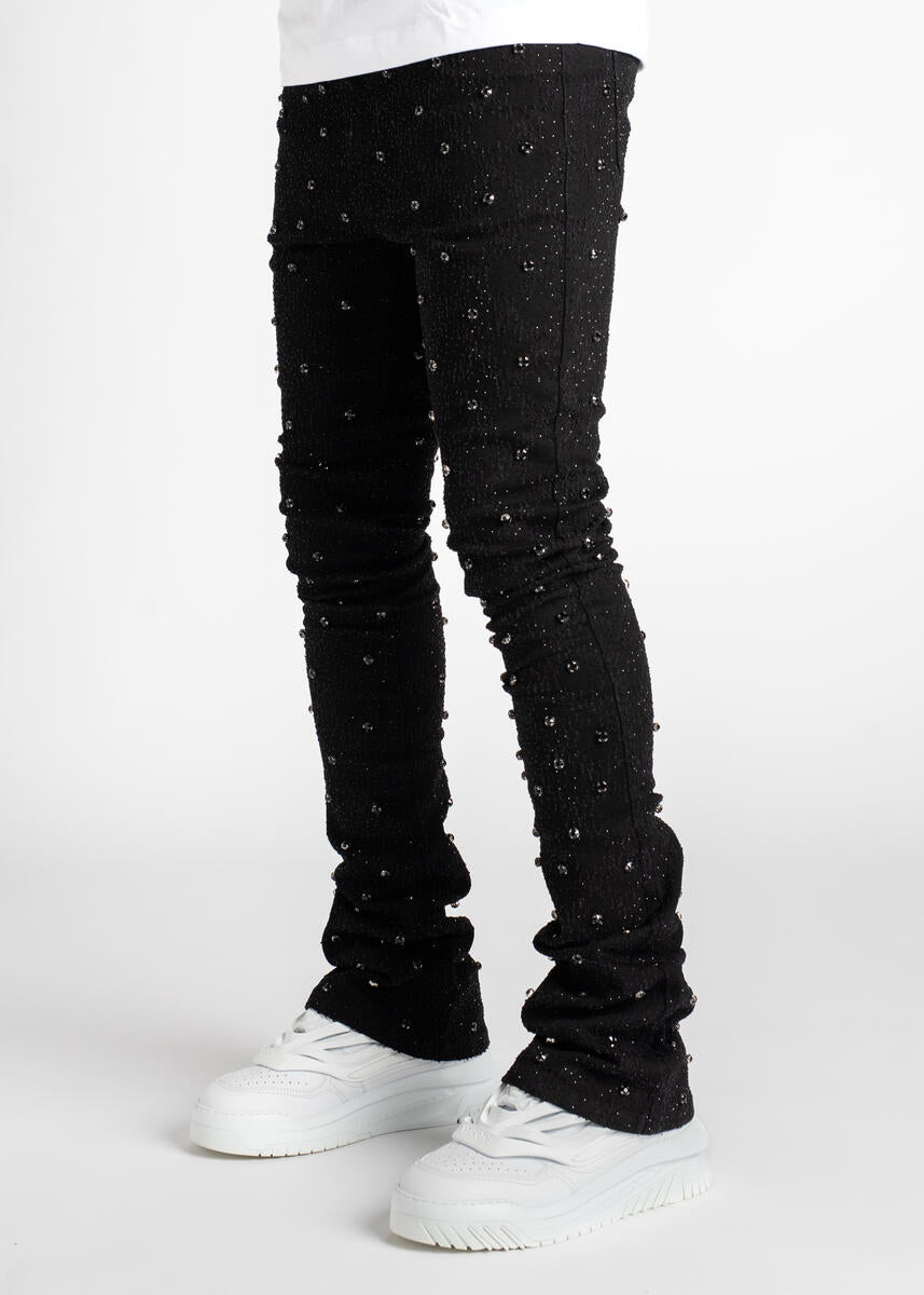 GUAPI ALL BLACK EMBELLISHED DENIM