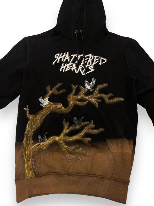 SHATTERED HEARTS - BLACK BRANCHES HOODIE