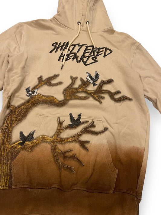 SHATTERED HEARTS - BEIGE BRANCHES HOODIE