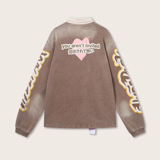 HYDEPARK DRIPPING IN JAPAN LONG SLEEVE POLO BROWN