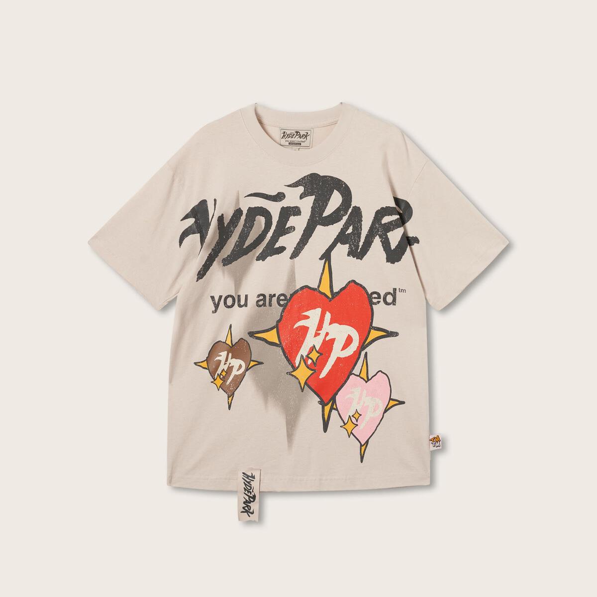 HYDEPARK FADED HEARTS TEE - OFF WHITE