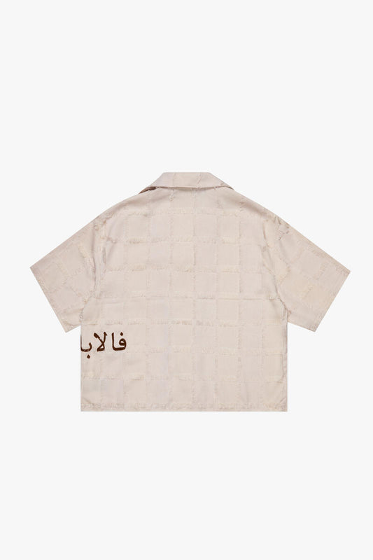 VALABASAS "CHECKMATE" APRICOT CROPPED BUTTON DOWN