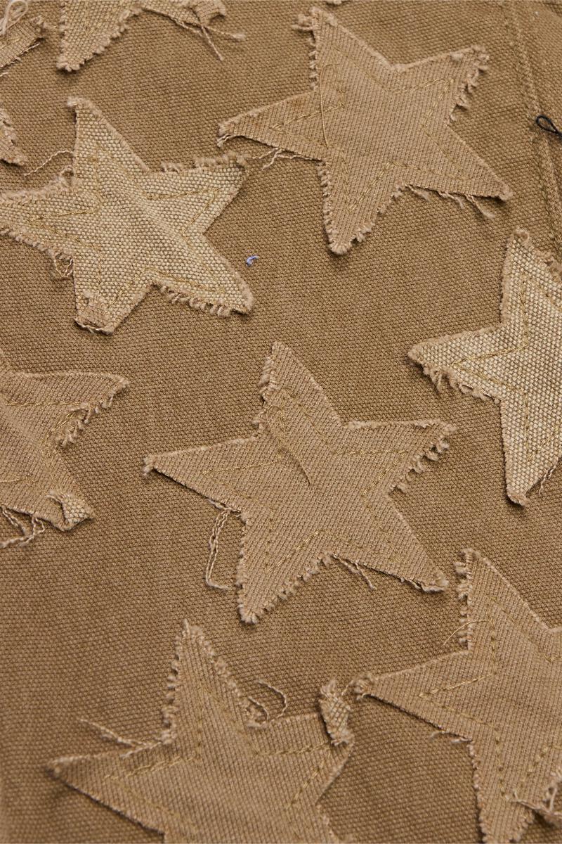 VALABASAS "V-STARS” DARK GREY WASH/ DIRTY BROWN STACKED FLARE JEAN