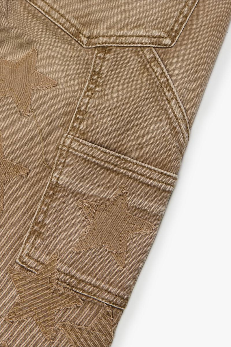 VALABASAS "V-STARS” DARK GREY WASH/ DIRTY BROWN STACKED FLARE JEAN