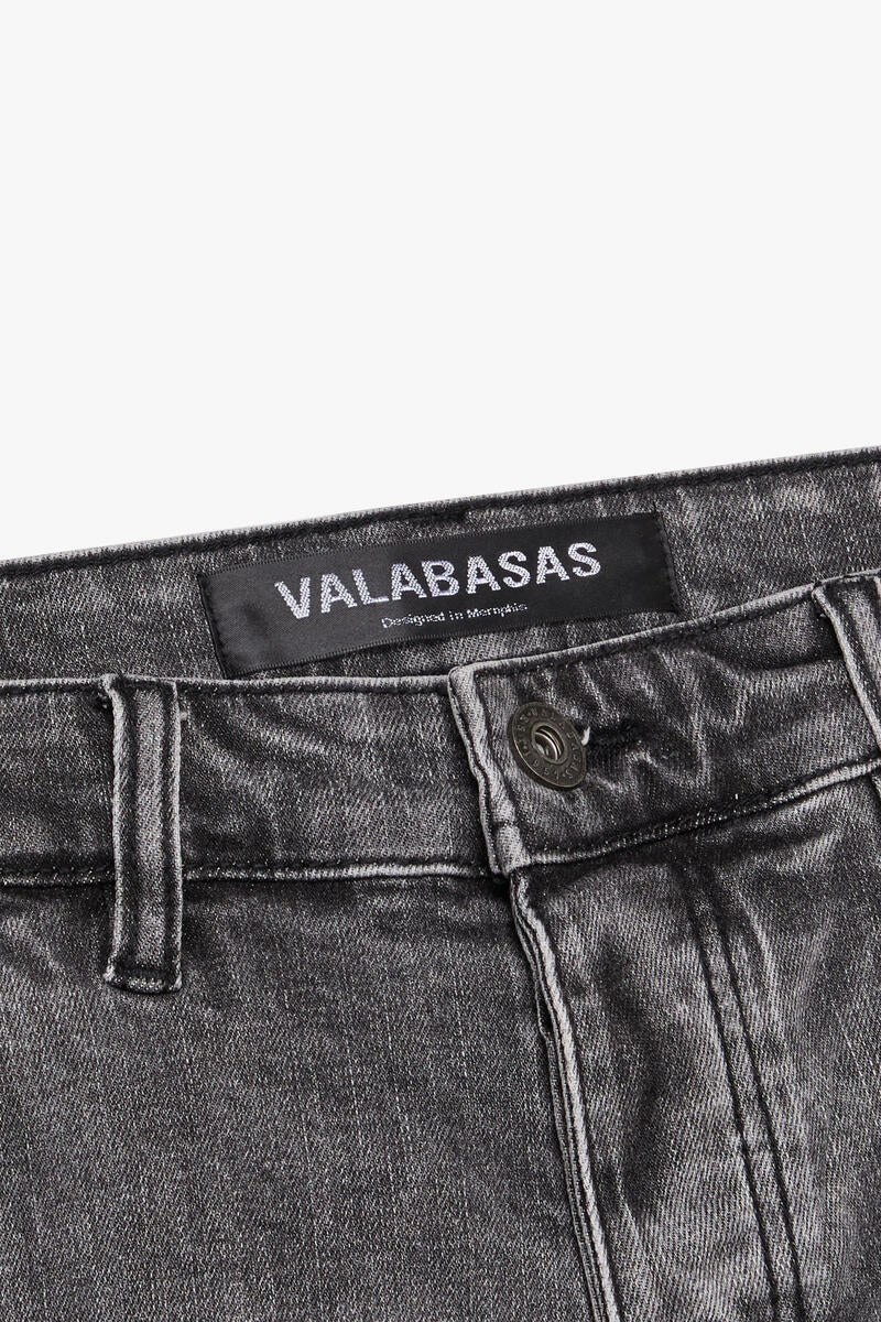 VALABASAS "YINGYANG" GREY STACKED FLARE JEANS