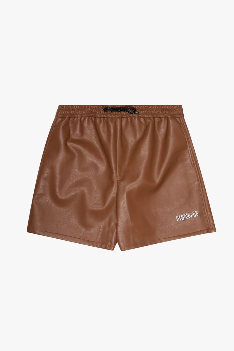 6TH "GLOBAL" MOCHA LEATHER SHORTS