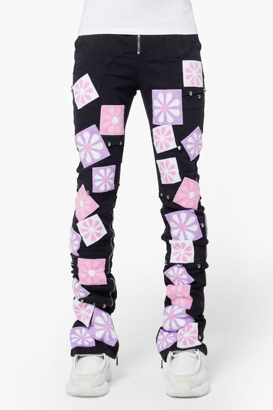 GUAPI OBSIDIAN BLACK FLOWERS DENIM V2