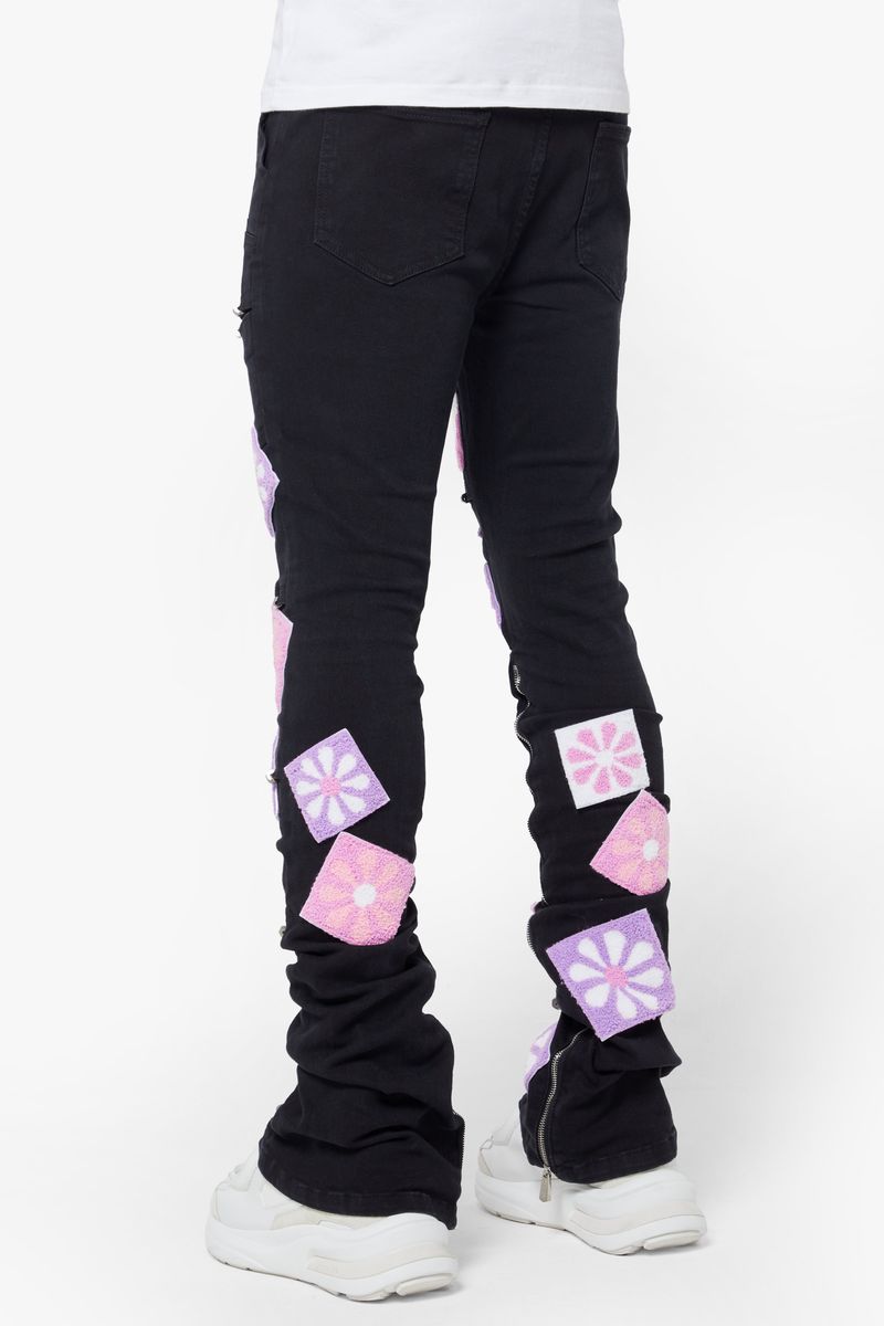 GUAPI OBSIDIAN BLACK FLOWERS DENIM V2