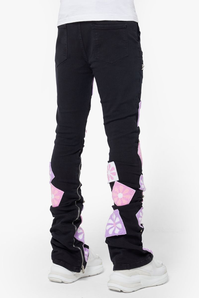 GUAPI OBSIDIAN BLACK FLOWERS DENIM V2