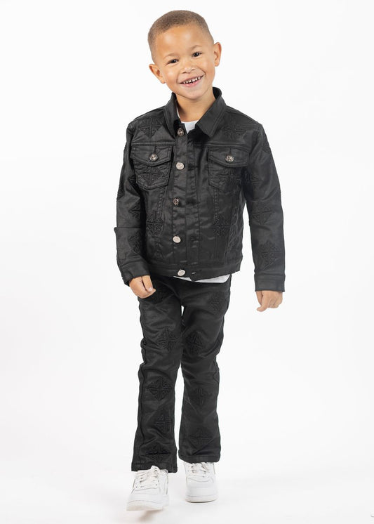 GUAPI ALL BLACK WAXED KIDS DENIM SET
