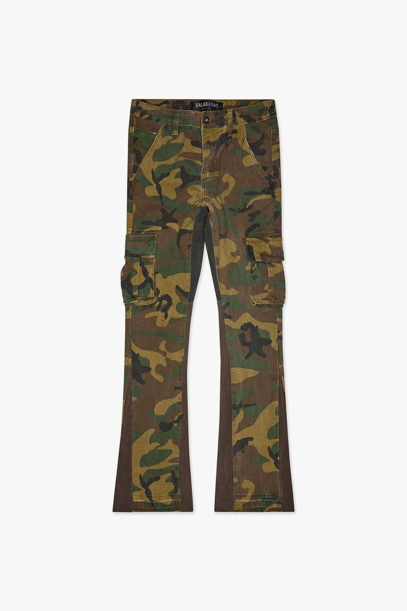 VALABASAS Geno Er Green Stacked Flare Jean