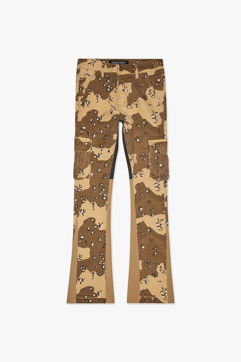 VALABASAS Geno Db Sand Stacked Flare Jean