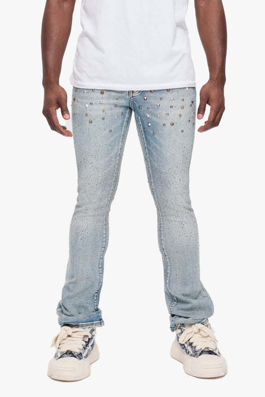 Valabasas Light Blue Parrel Stacked Flare Jean