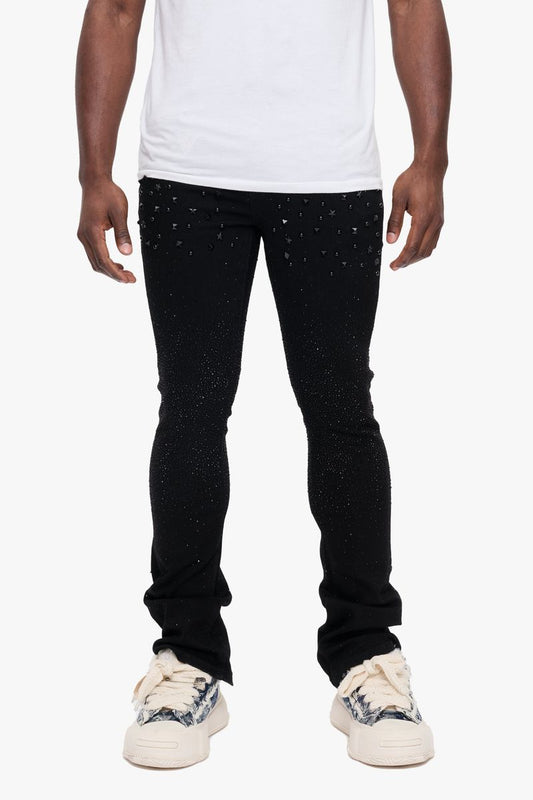 Valabasas Jet Black Parrel Stacked Flare Jean