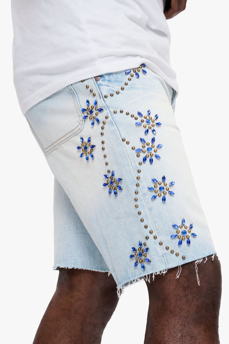 Valabasas Light Wash Turning Denim Shorts