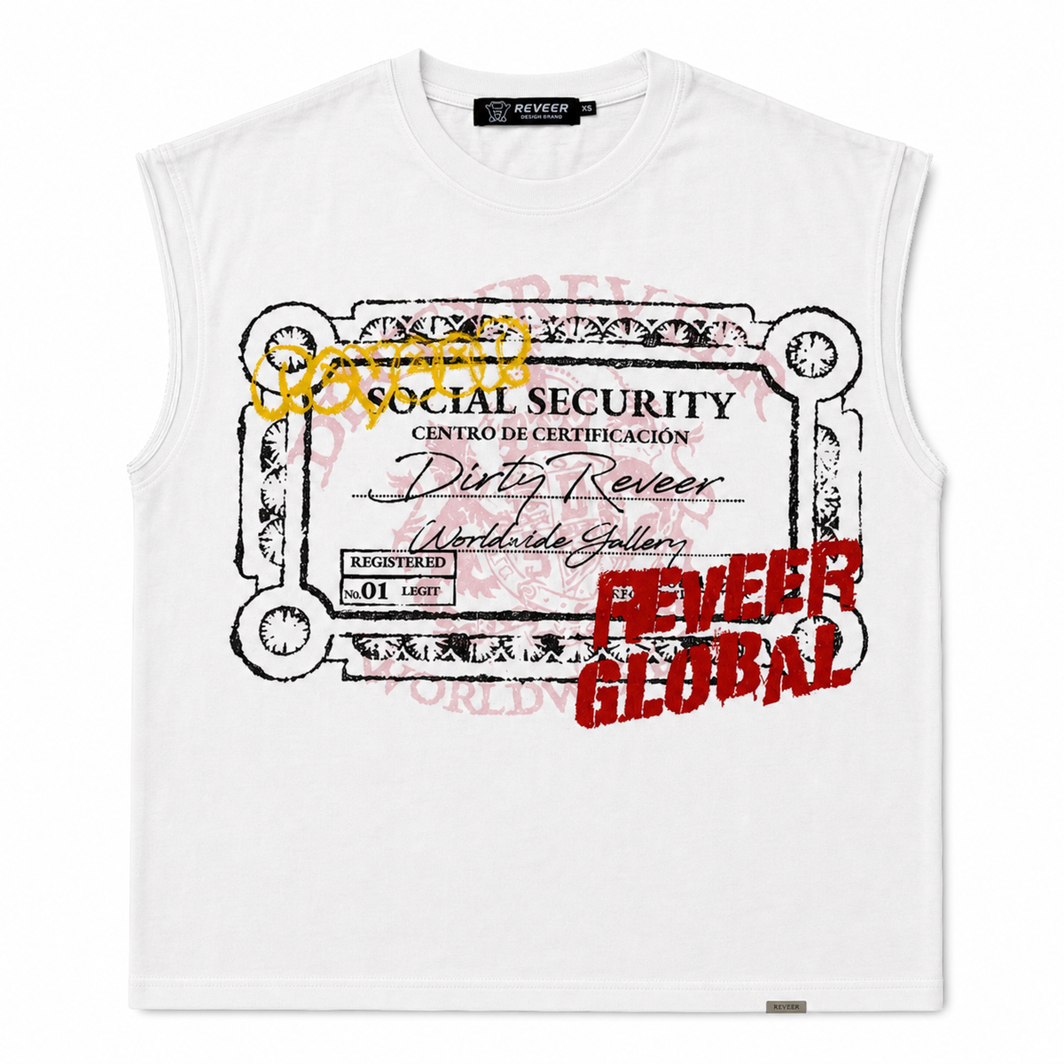 REVEER 'SOCIAL SECURITY' CUT OFF TEE (WHITE)