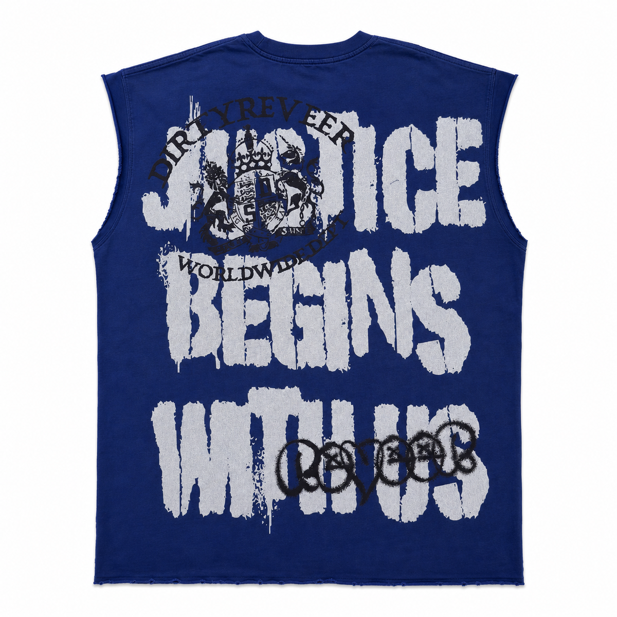 REVEER 'SOCIAL SECURITY' CUT OFF TEE (NAVY)