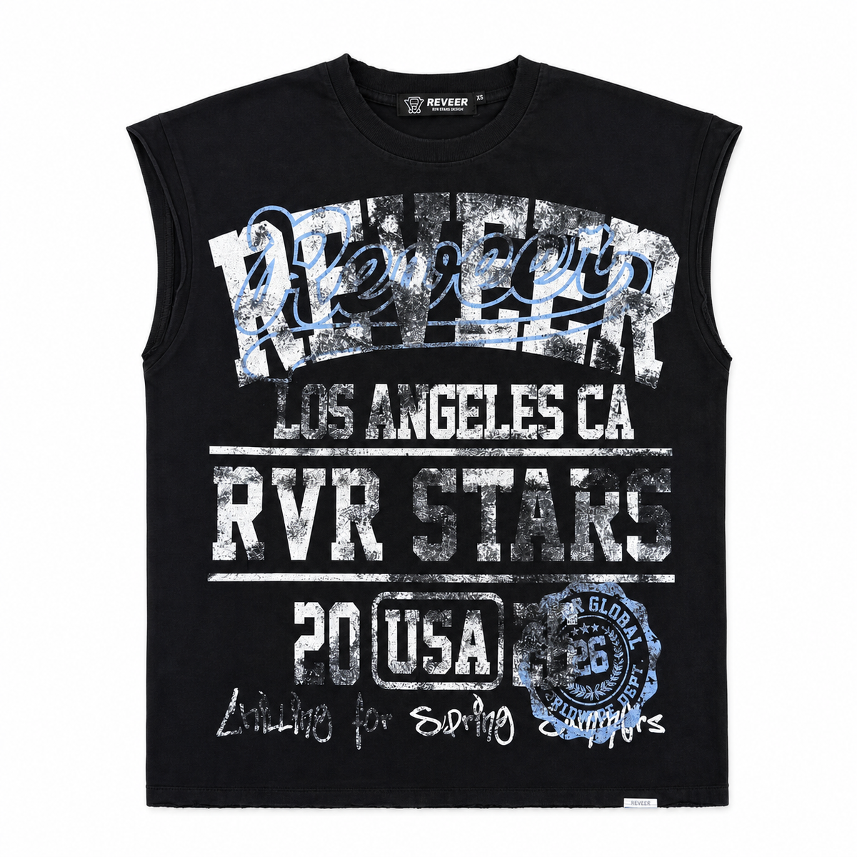 REVEER 'STARS' CUT OFF TEE (BLACK)
