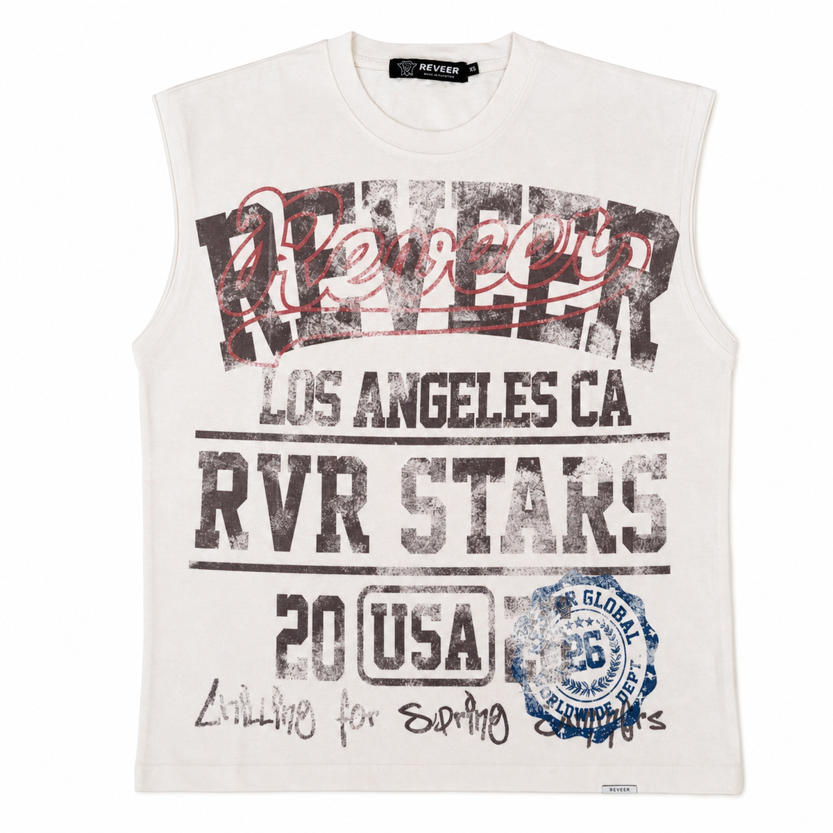 REVEER 'STARS' CUT OFF TEE (WHITE)