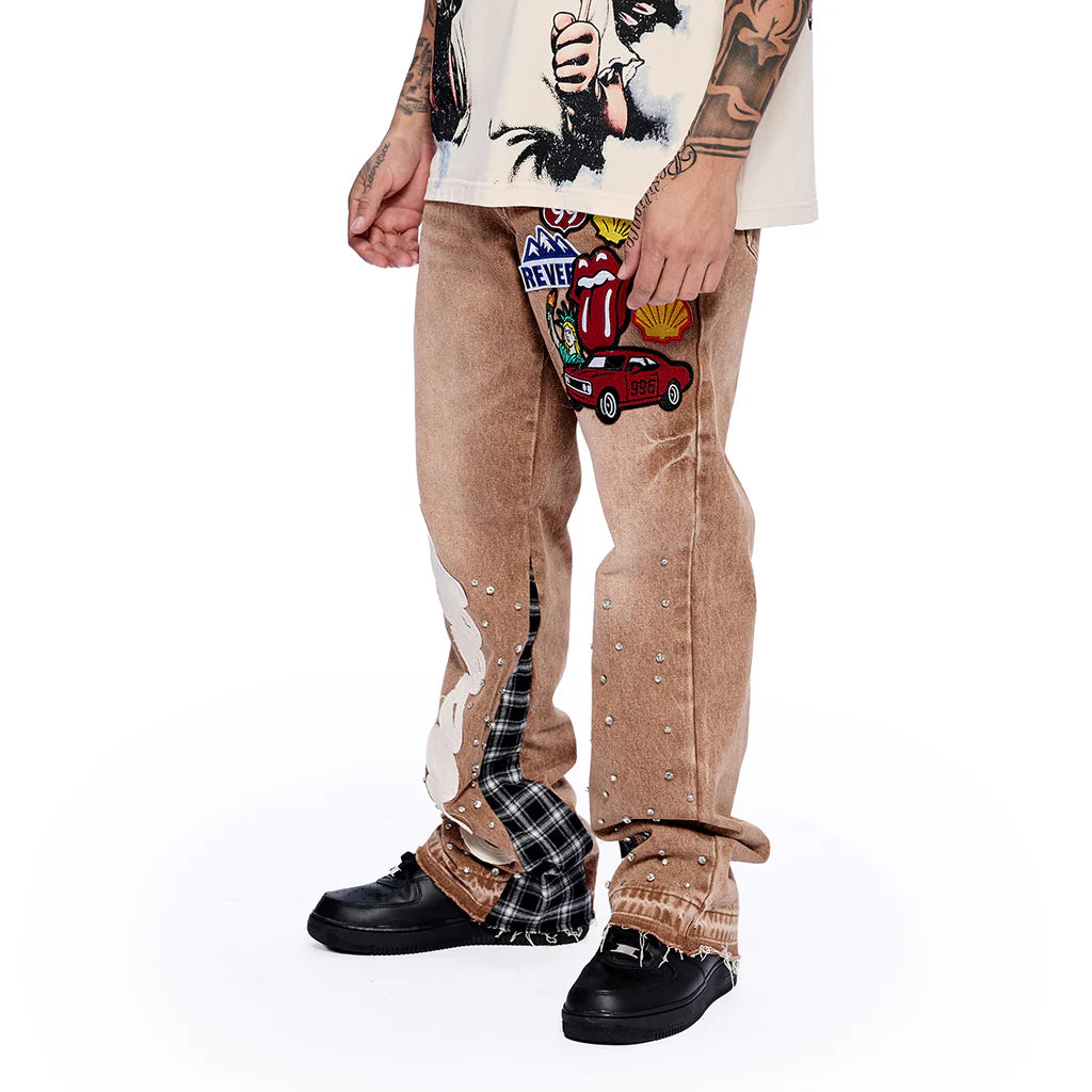 RVR "HERITAGE" KHAKI FLARE DENIM
