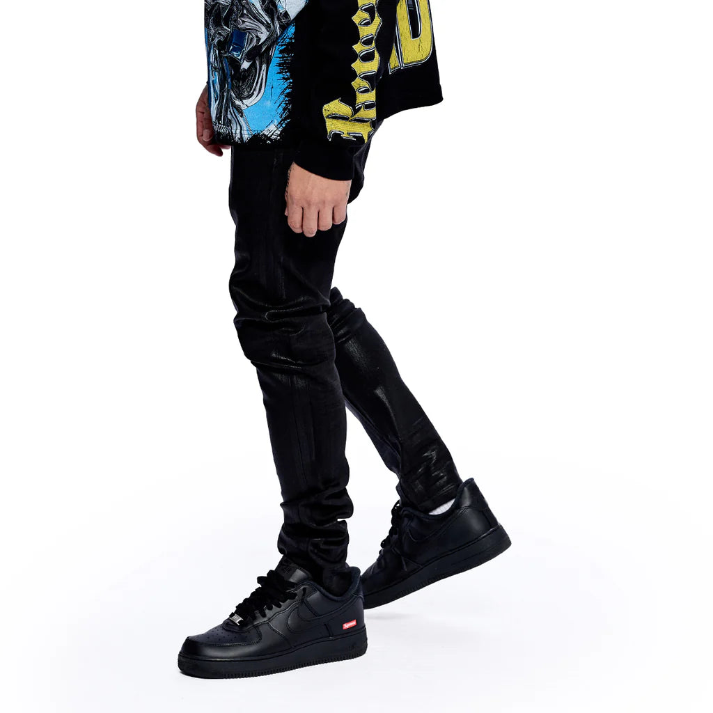RVR "CORE" WAXED BLACK SKINNY DENIM (JF-03)