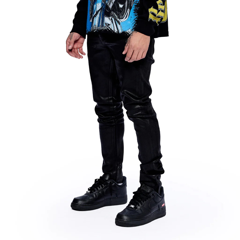 RVR "CORE" WAXED BLACK SKINNY DENIM (JF-03)