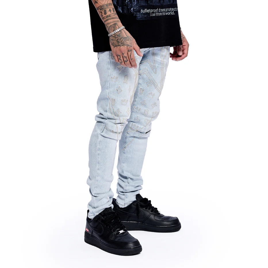 RVR "STAR" ICE BLUE SKINNY DENIM (CO-23)