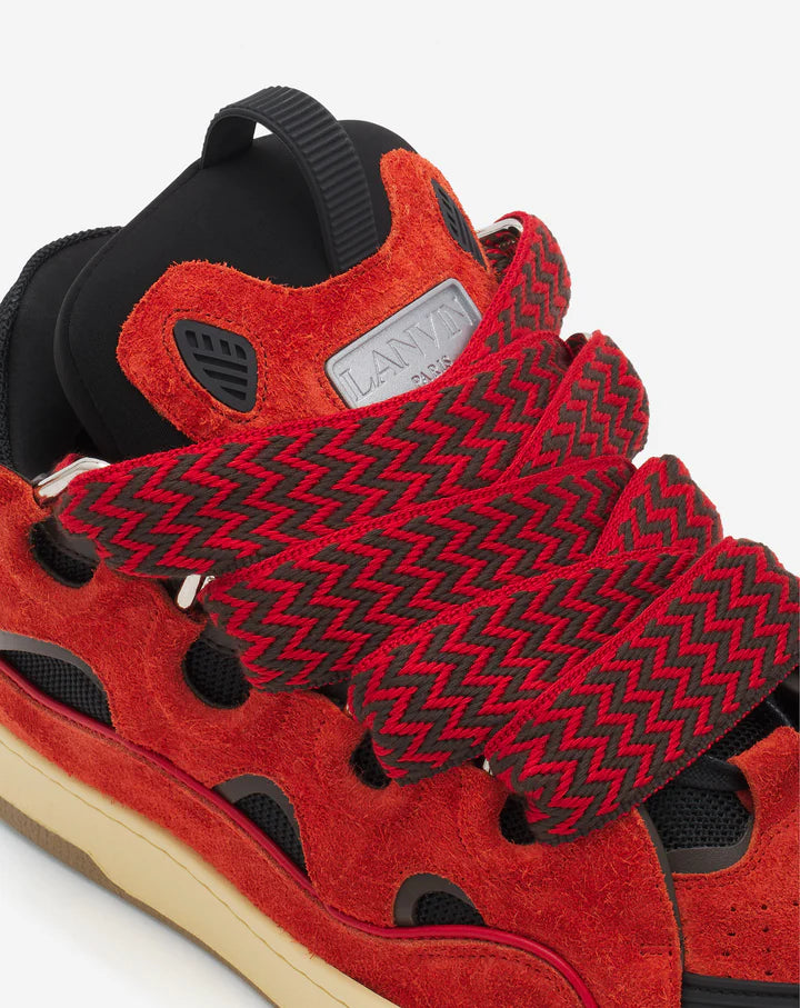LANVIN LEATHER CURB SNEAKERS 'POPPY RED/BLACK'