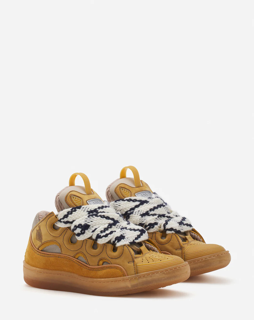 LANVIN LEATHER CURB SNEAKERS 'HONEY'