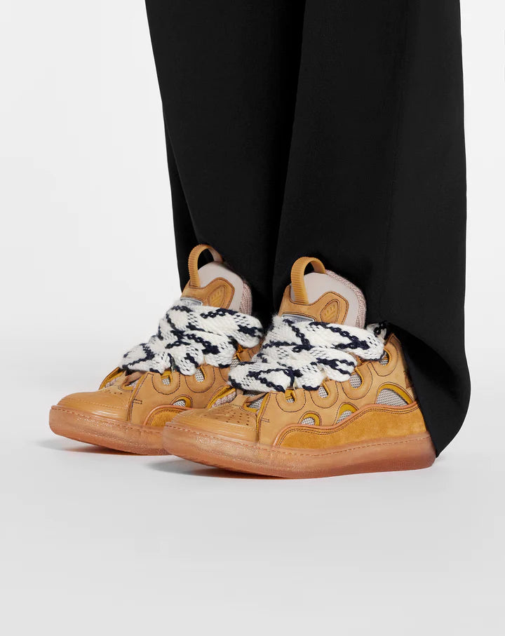 LANVIN LEATHER CURB SNEAKERS 'HONEY'