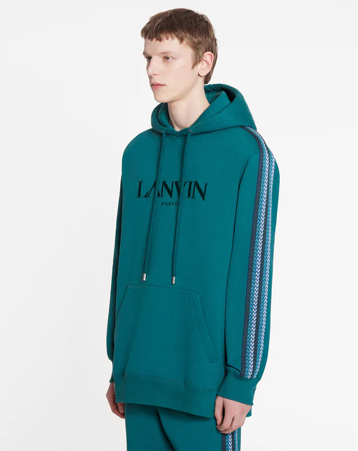LANVIN OVERSIZED EMBROIDERED SIDE CURB HOODIE 'DRAGON'