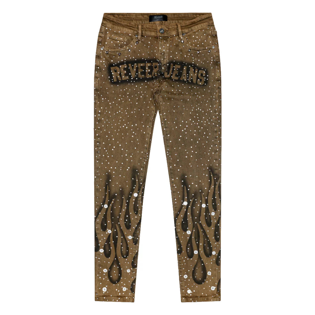 RVR "NEBULA" BROWN WASH SKINNY DENIM