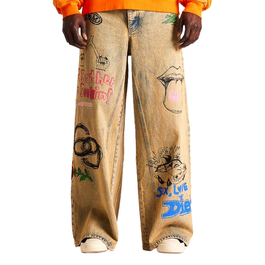 DSM DOODLE DENIM PANT - SAND