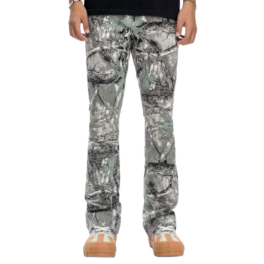 VALABASAS GREY FOREST STACKED JEANS