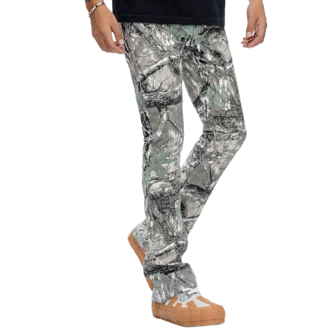 VALABASAS GREY FOREST STACKED JEANS