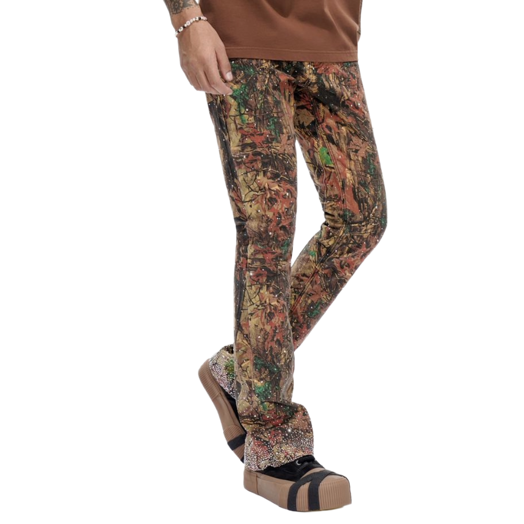 VALABASAS LEAF CAMO STACKED JEANS