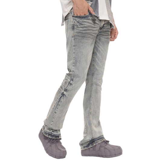 VALABASAS "FAX" LT BLUE WASH STACKED DENIM