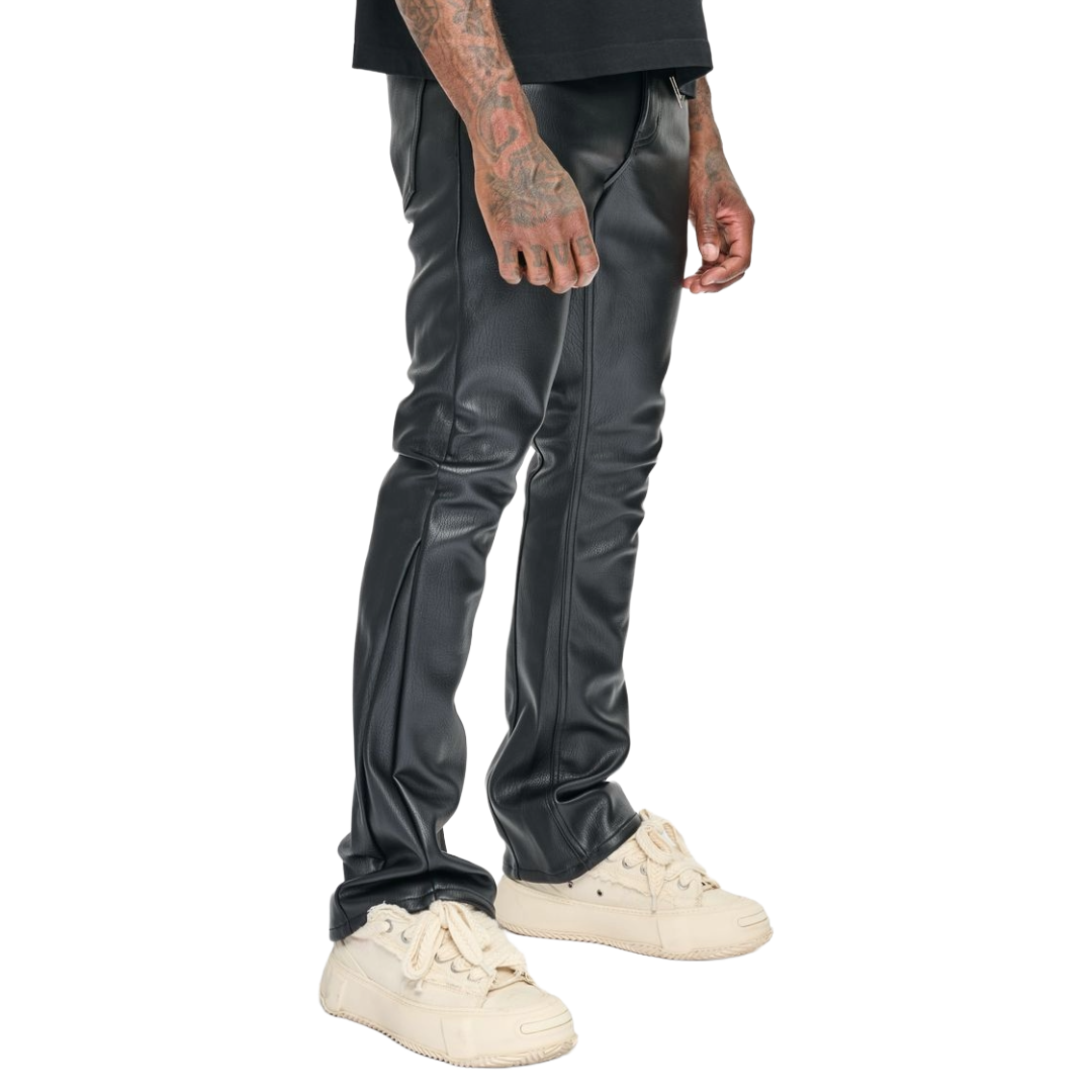 VALABASAS "DUCATI" STACKED BLACK LEATHER JEAN