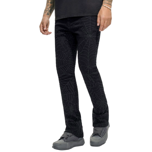 VALABASAS OPERATOR SPIDER BLACK STACKED FLARE JEAN