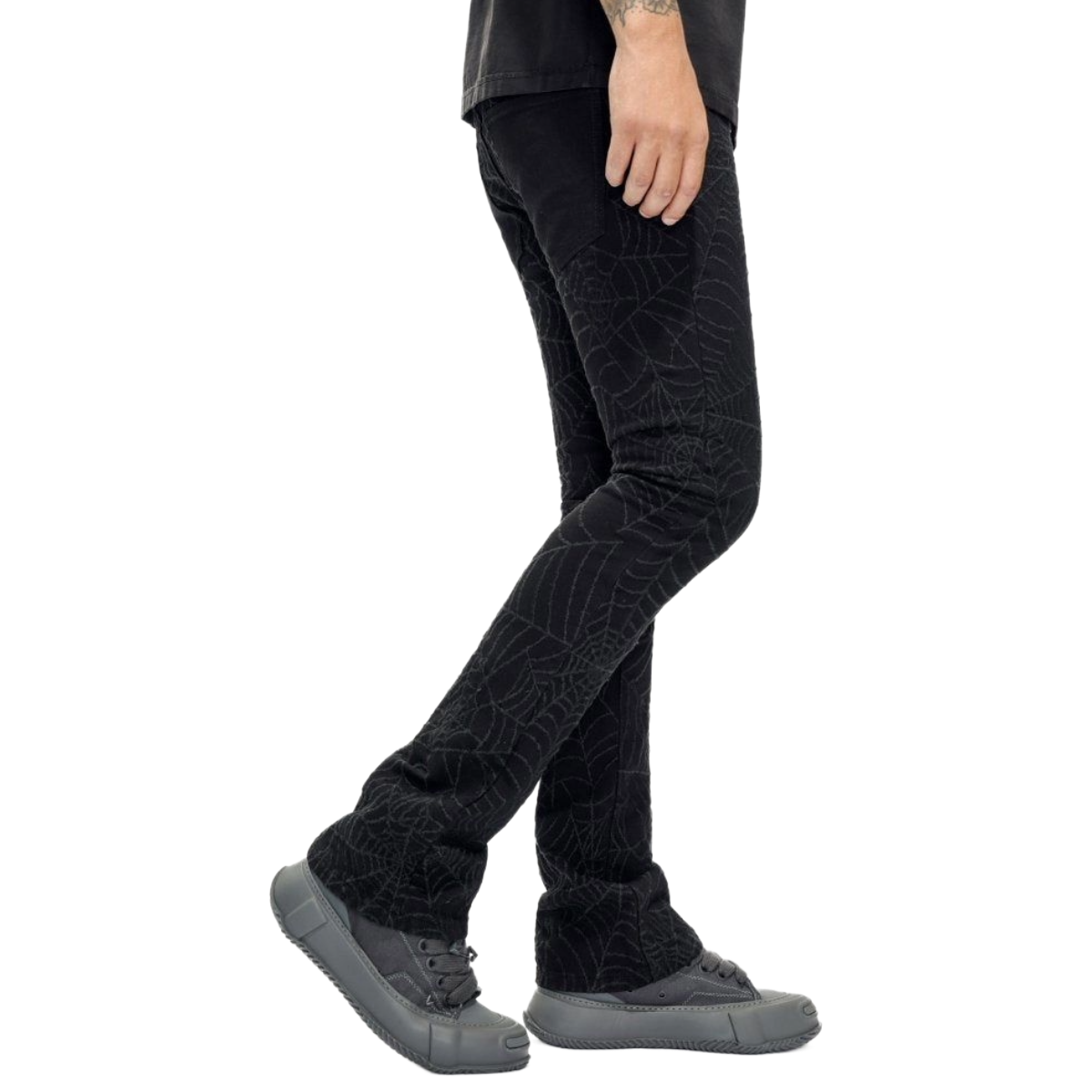 VALABASAS OPERATOR SPIDER BLACK STACKED FLARE JEAN