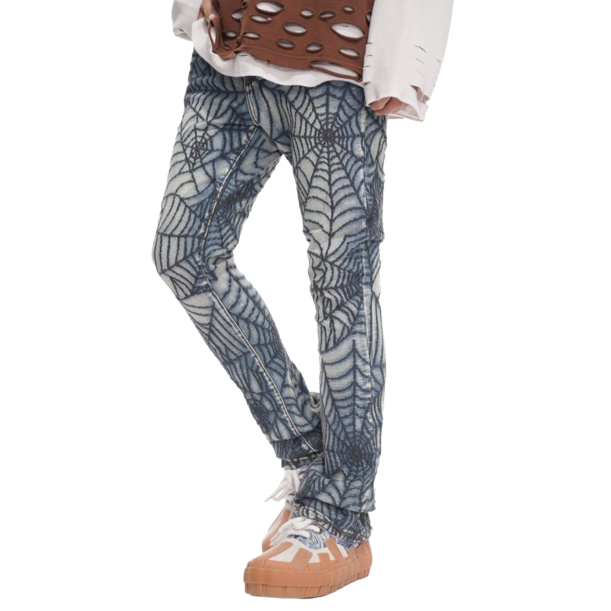 VALABASAS OPERATOR SPIDER LT BLUE STACKED FLARE JEAN