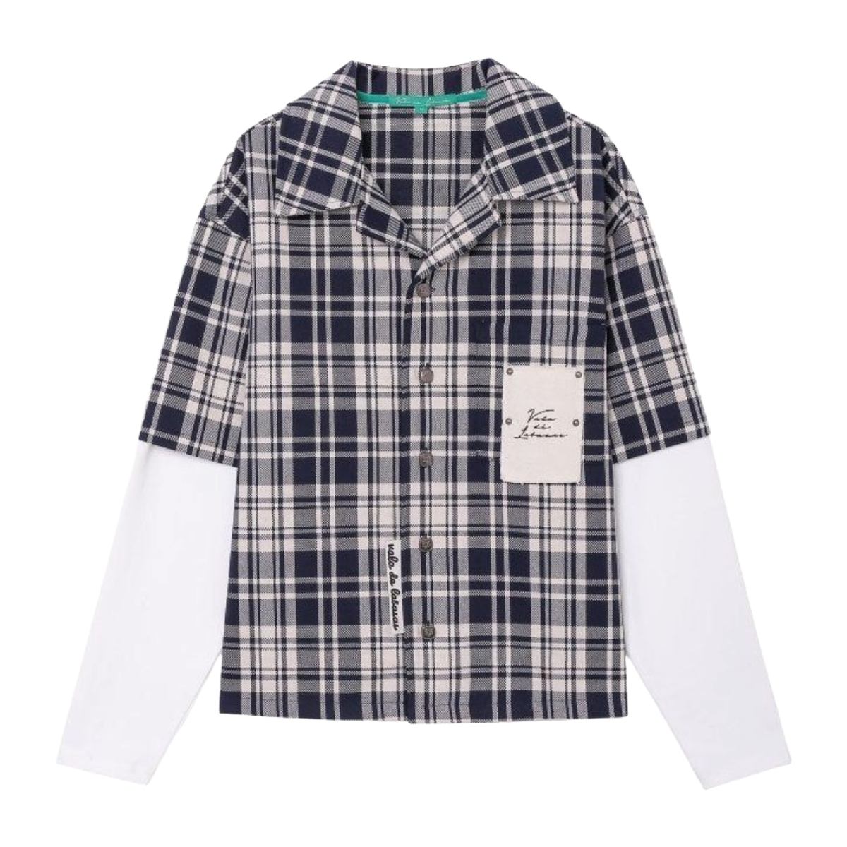 VDL LUZ PLAID BUTTON DOWN - BLUE / WHITE (COTTON BLEND)
