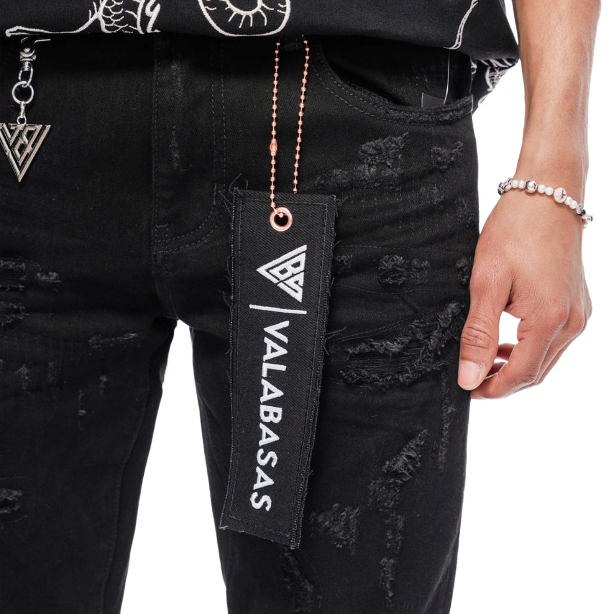VALABASAS "COLLAGE" SKINNY DENIM (BLACK)