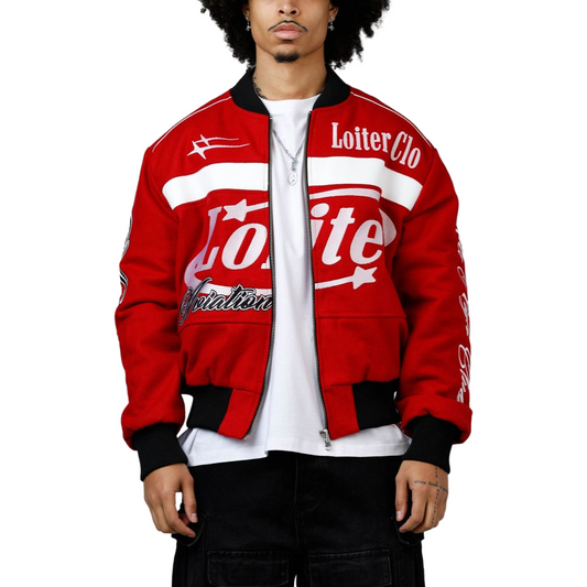 LOITER AVIATION BOMBER JACKET - RED