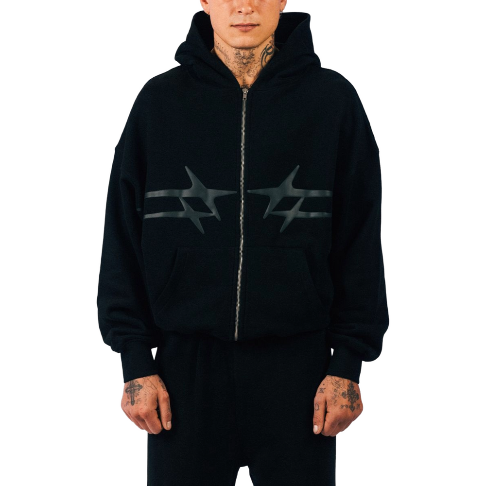 LOITER CELESTIAL FULL-ZIP HOODIE - BLACK
