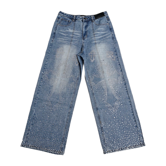 TGC HEAVY DENIM EMBELLISHED JEANS - BLUE