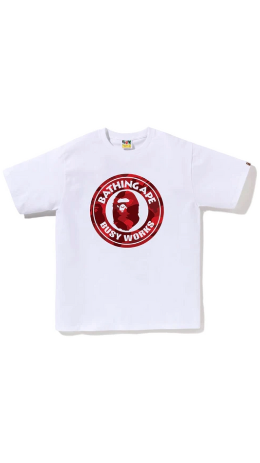 BAPE CAMO BUSY WORKS TEE WHT/RED MENS