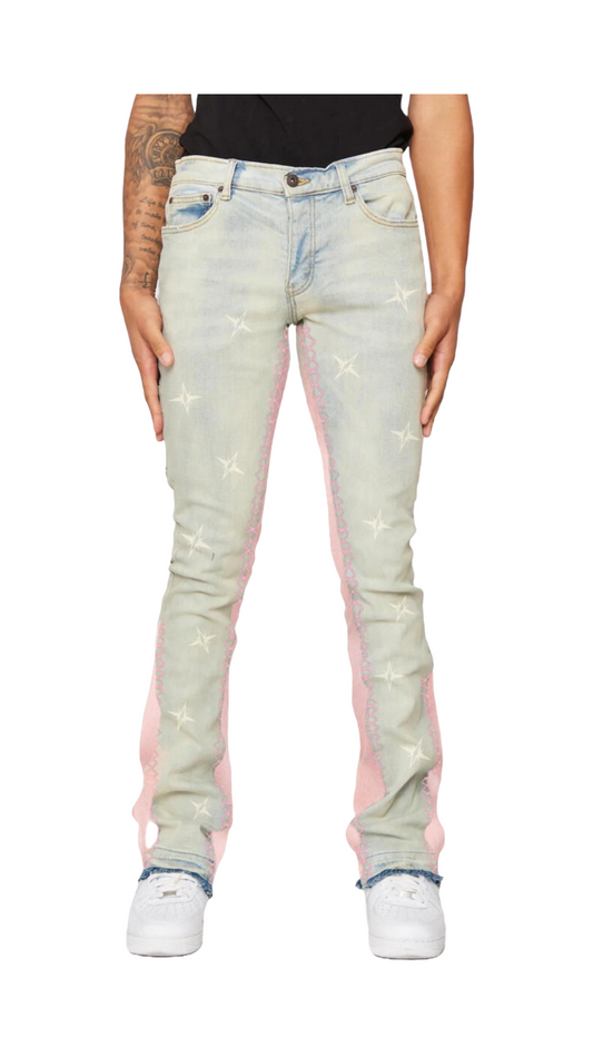 SUGARHILL "VAPOR" STACKED JEANS (CLOUD / SUEDE)