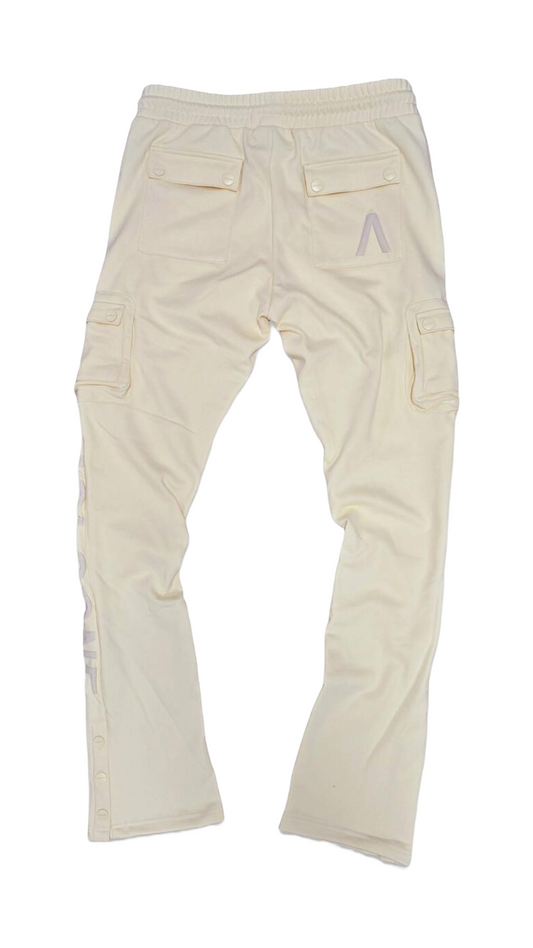 AOLOGNE "STAND ALONE" CREAM STACKED CARGO JOGGERS