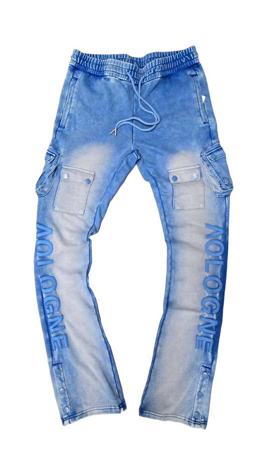 AOLOGNE "STAND ALONE" ROYAL BLUE STACKED CARGO JOGGERS